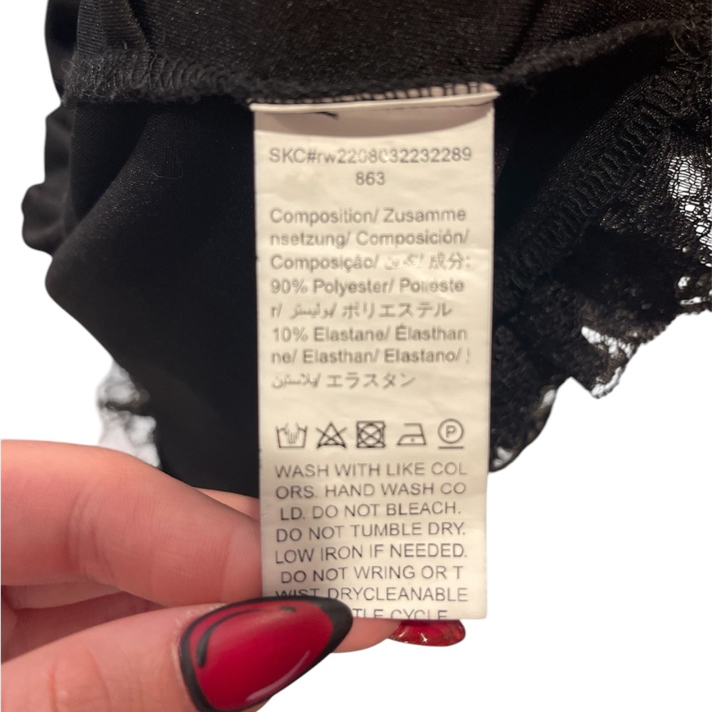 Romwe Large black top with silk ties and lace borders - Picture 5 of 6
